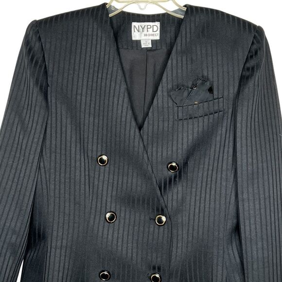 Vintage NYPD Direct‎ Double Breasted Black Blazer - Picture 2 of 7